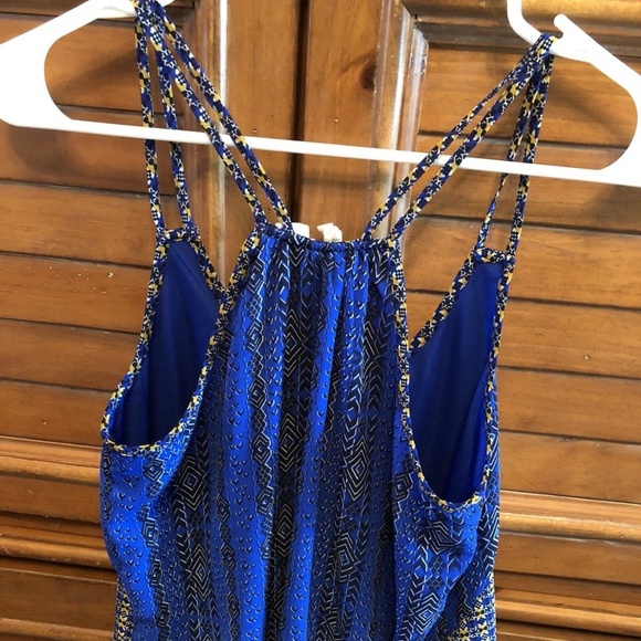 JAPNA WOMENS JUNIORS BLUE LINED TANK TOP XS FLOWY - Picture 3 of 3